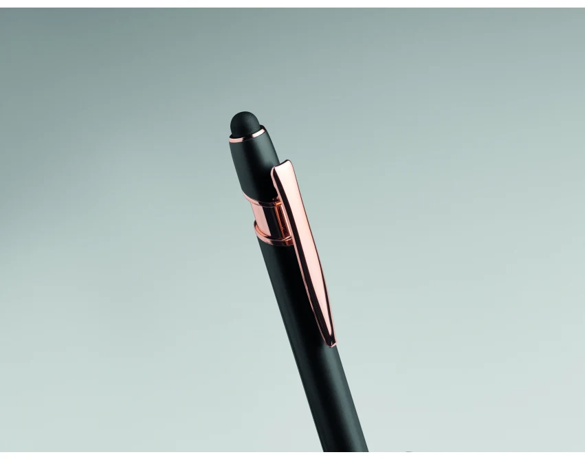 Czarny długopis Geneva touch pen z recyklingu z logo
