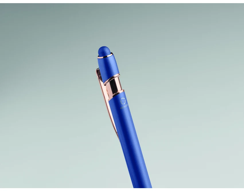 Długopis reklamowy Scribble niebieski z logo, aluminium eco