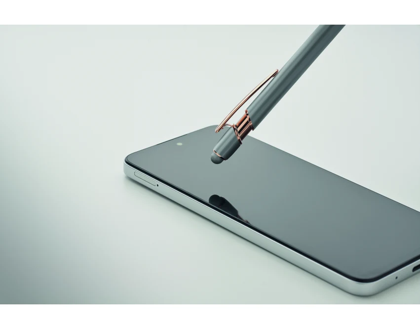 Kamiennoszary długopis Scribble eco z logo – aluminium