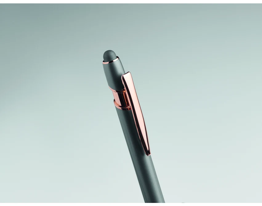 Kamiennoszary długopis Scribble eco z logo – aluminium