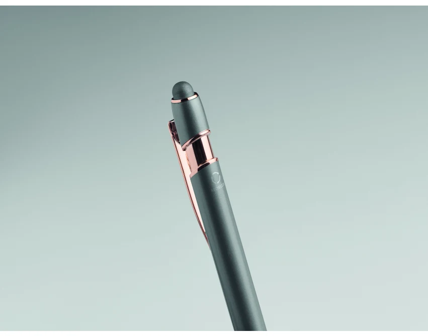 Kamiennoszary długopis Scribble eco z logo – aluminium