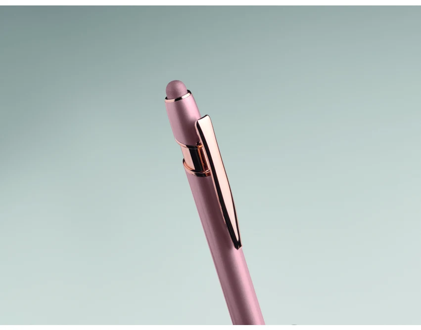 Długopis Scribble rose gold z logo – beżowo-czerwony premium