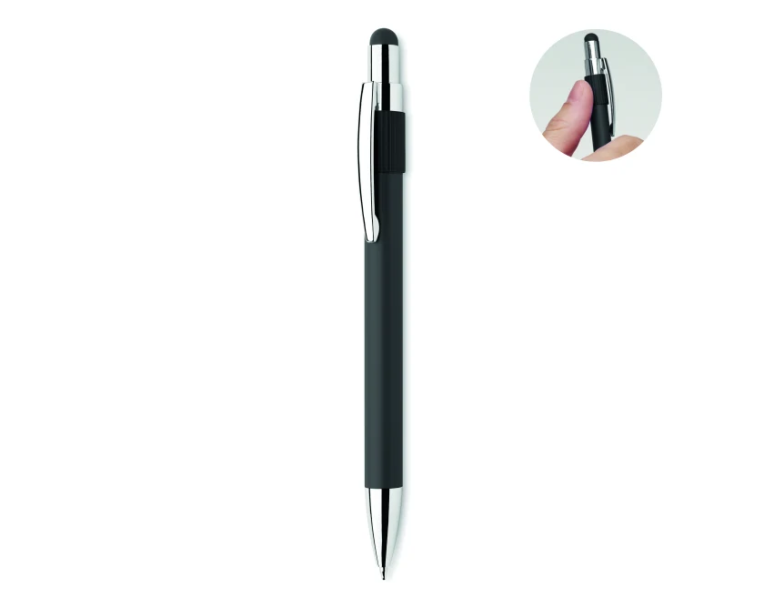 Czarny długopis metalowy z grawerem i rysikiem Edd