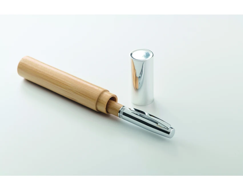 Długopis bambusowy metalowy w pudełku z grawerem logo