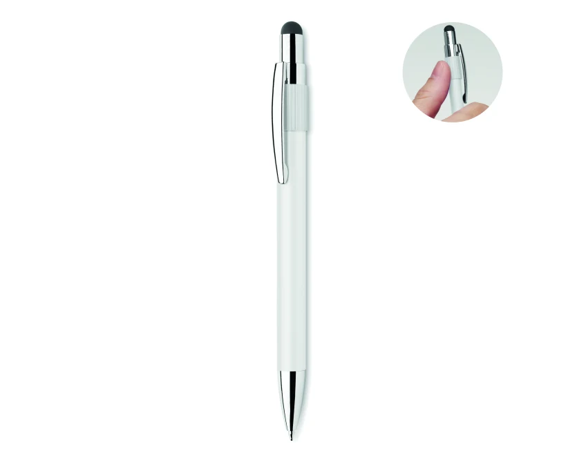 Biały długopis touch pen z aluminium z logo – Edd