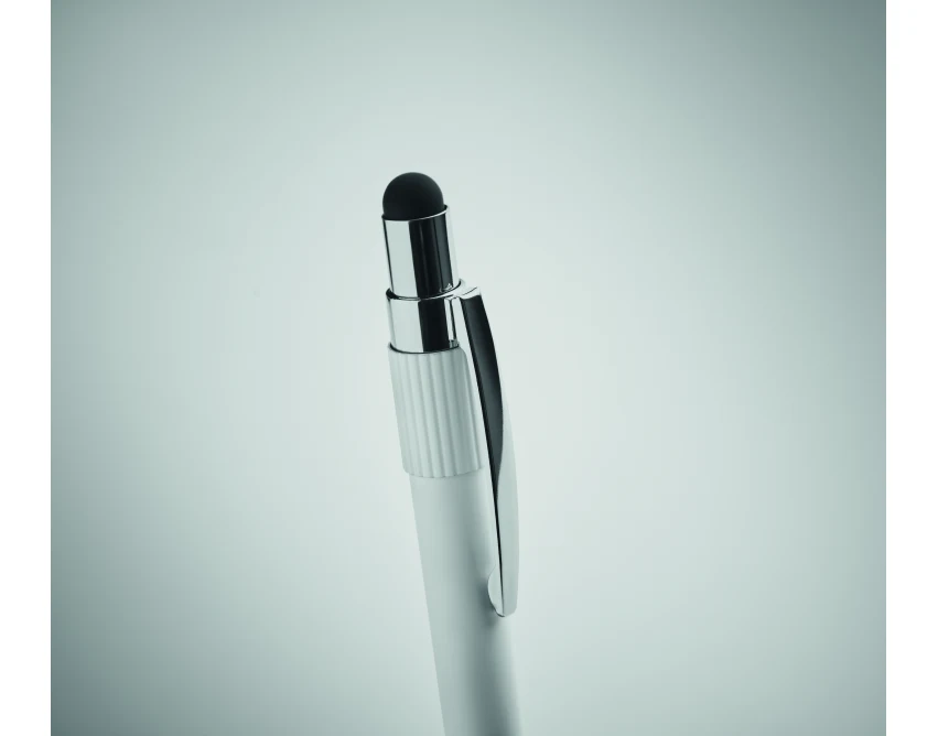 Biały długopis touch pen z aluminium z logo – Edd