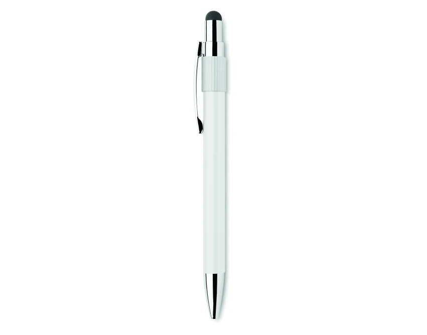 Biały długopis touch pen z aluminium z logo – Edd
