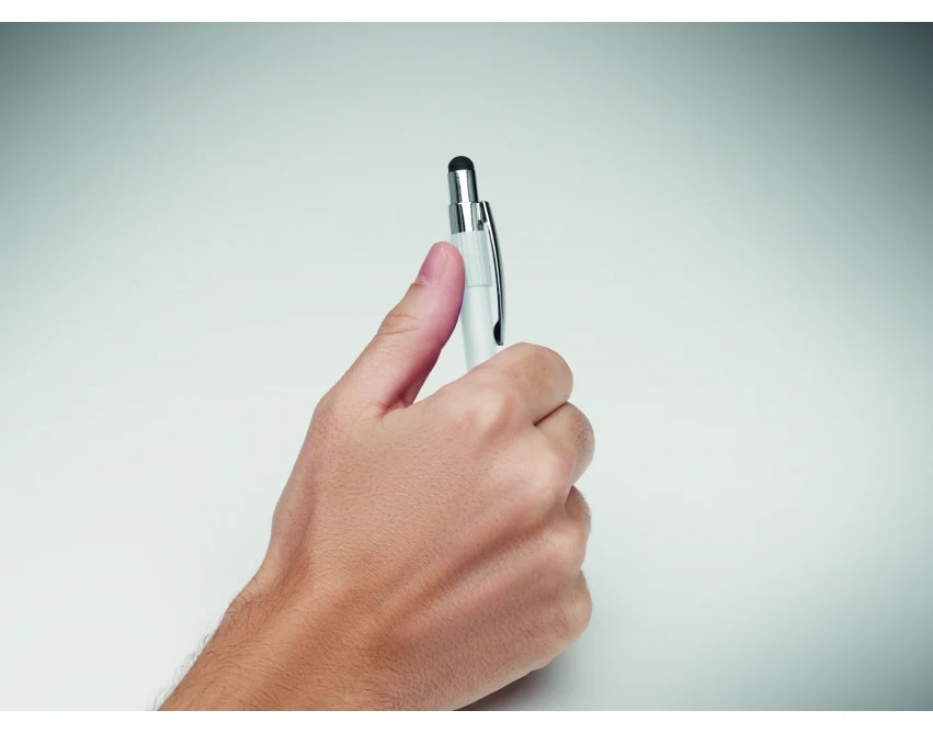 Biały długopis touch pen z aluminium z logo – Edd