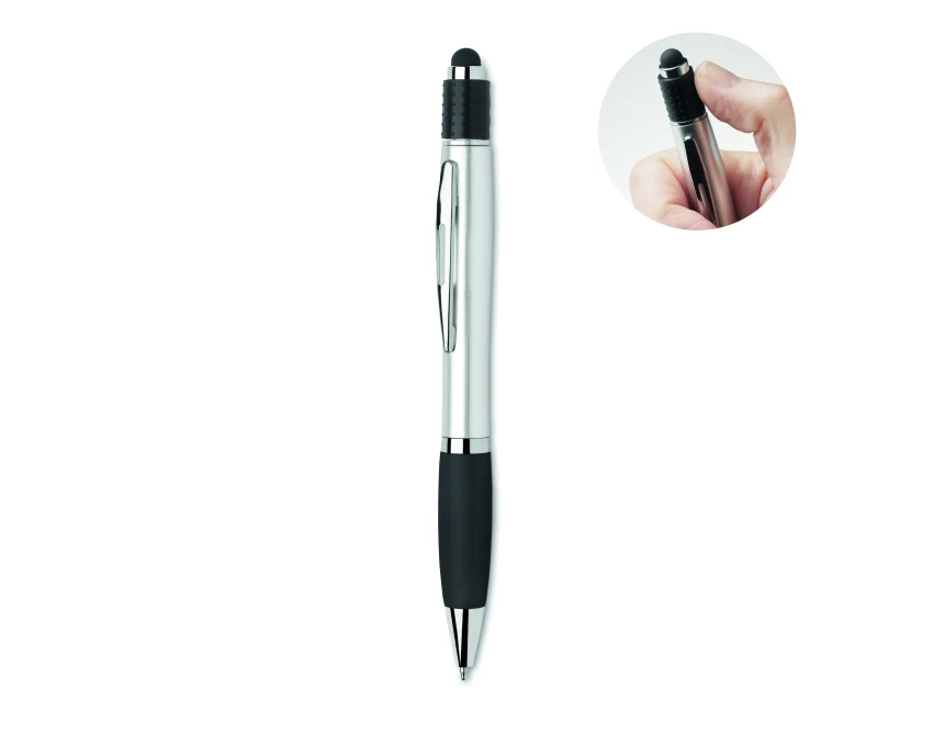 Czarny długopis touch Sty z gumką i logo dla firm