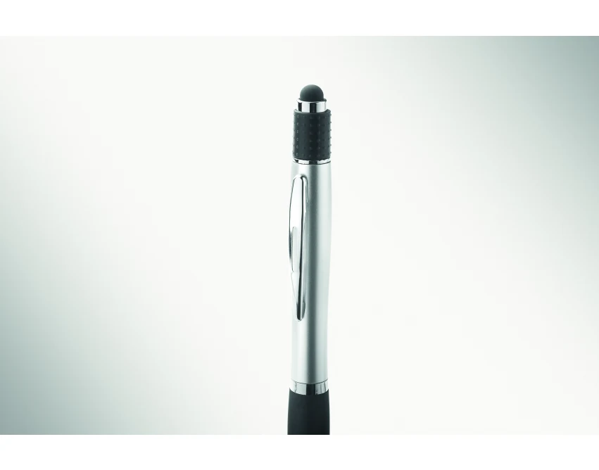 Czarny długopis touch Sty z gumką i logo dla firm