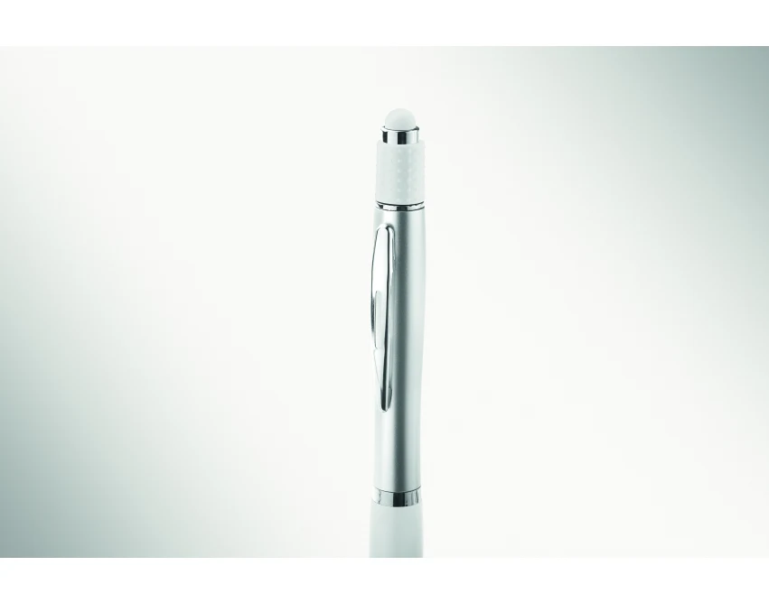 Biały długopis z rysikiem touch, eco ABS, z logo firmy