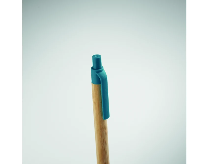 Długopis bambusowy Itea colour niebieski z logo firmy