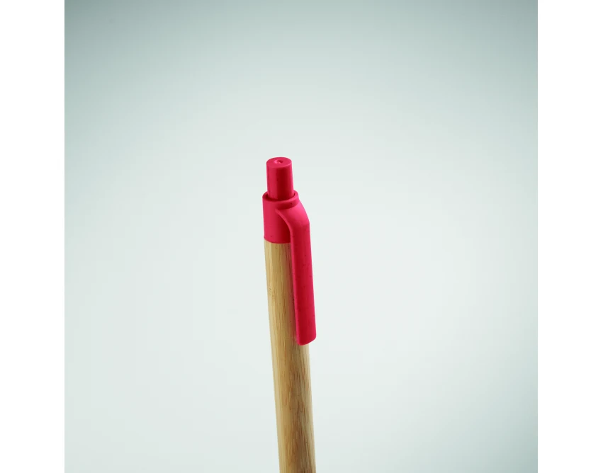 Czerwony długopis bambusowy Itea colour z logo FSC