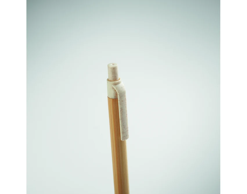 Beżowy bambusowy długopis reklamowy Itea Colour z logo