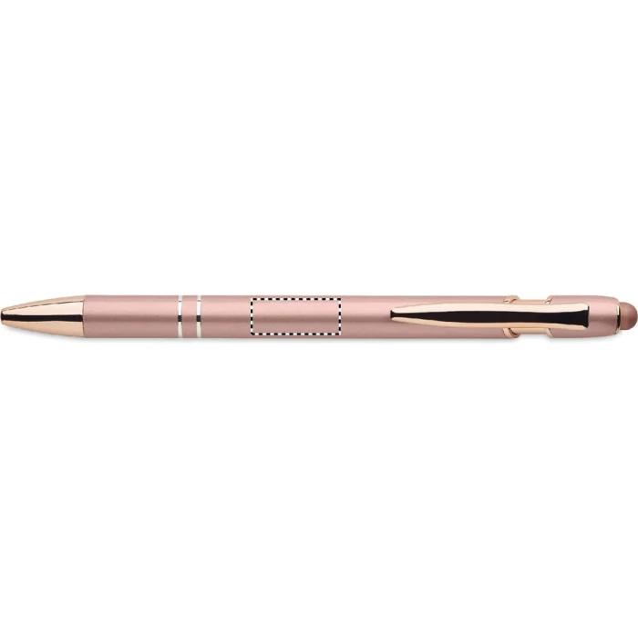 Schemat znakowania dla Tampondruk - P4 na gadżecie: Długopis Scribble rose gold z logo – beżowo-czerwony premium