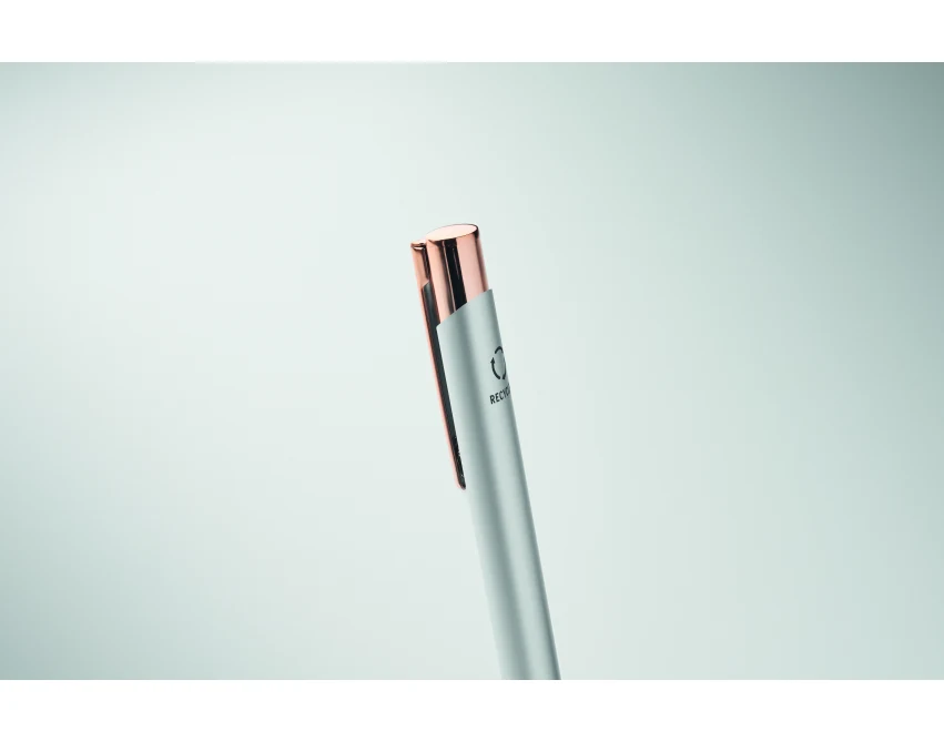 Długopis metalowy srebrny z grawerem rose gold – Bern