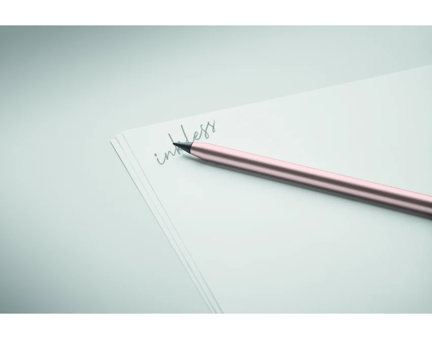 Beżowo-czerwony wieczny ołówek aluminiowy z logo