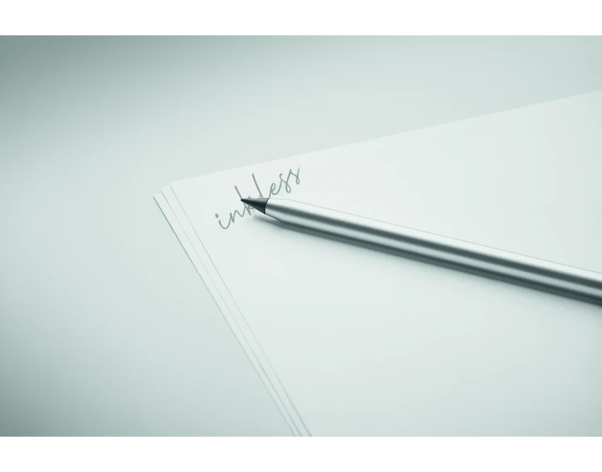 Wieczny ołówek aluminiowy srebrny mat z nadrukiem logo