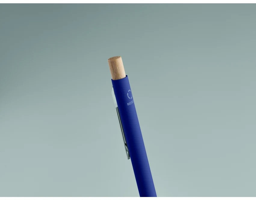 Niebieski długopis Bergamo z recyklingu z grawerem logo