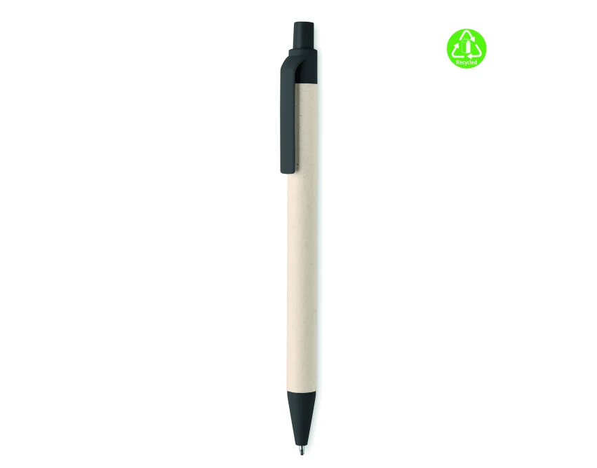 Eko długopis z kartonu po mleku, czarny z logo firmy