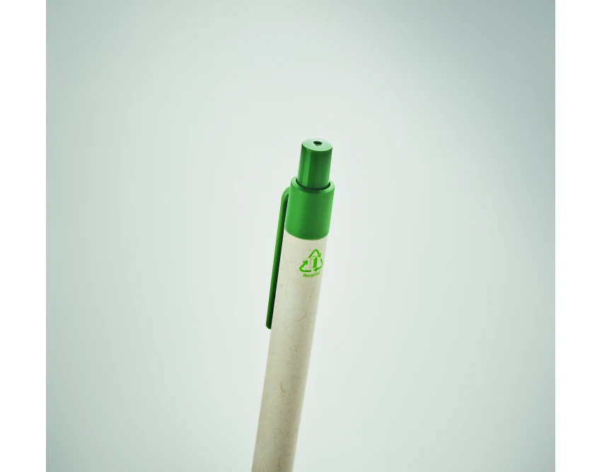 Eko długopis z kartonów po mleku zielony z nadrukiem
