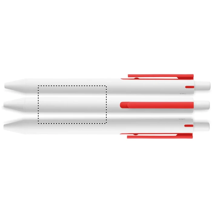 Schemat znakowania dla Sitodruk 360° - RS2 na gadżecie: Długopis biały z czerwonym klipsem z recyklingu ABS, logo