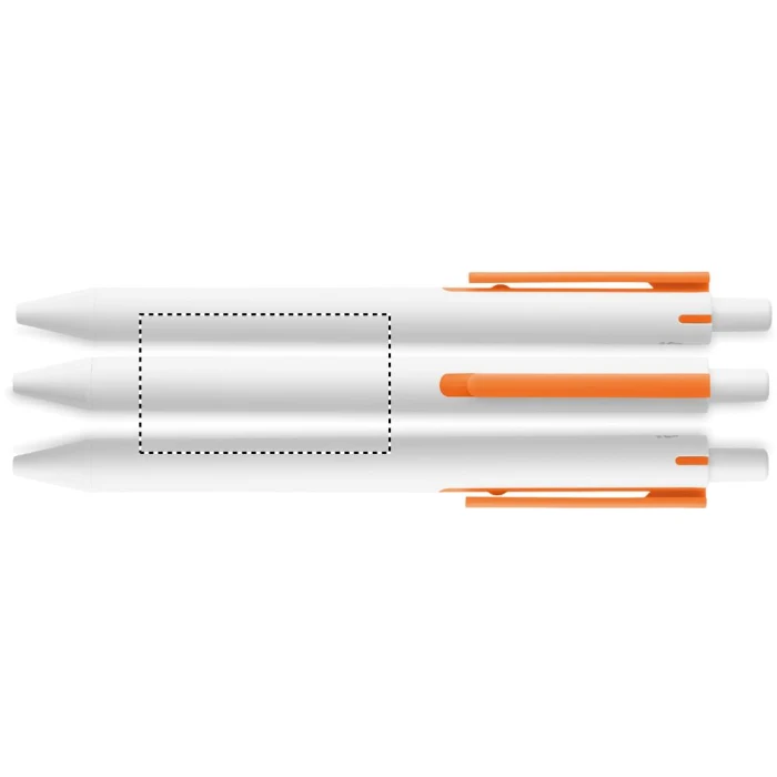 Schemat znakowania dla Sitodruk 360° - RS2 na gadżecie: Biały długopis z pomarańczowym klipsem, ABS z recyklingu