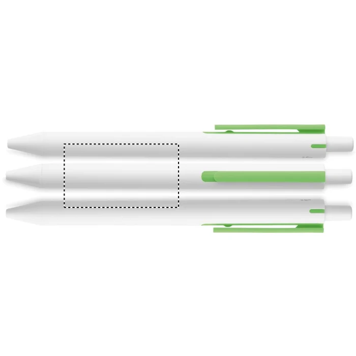 Schemat znakowania dla Sitodruk 360° - RS2 na gadżecie: Długopis eko z recyklingu biały z limonkowym klipsem, logo