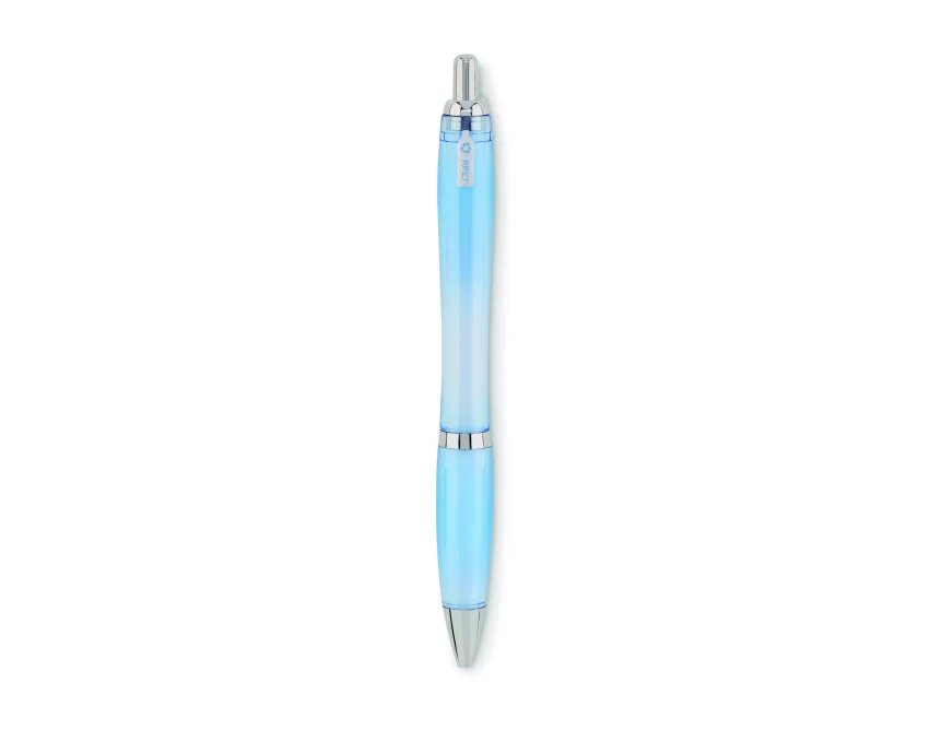 Długopis RPET jasnoniebieski z logo i metalowym klipsem