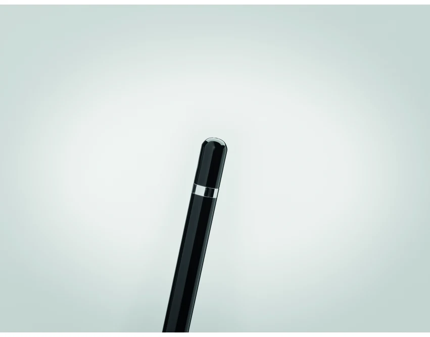 Czarny aluminiowy długopis bezatramentowy z logo