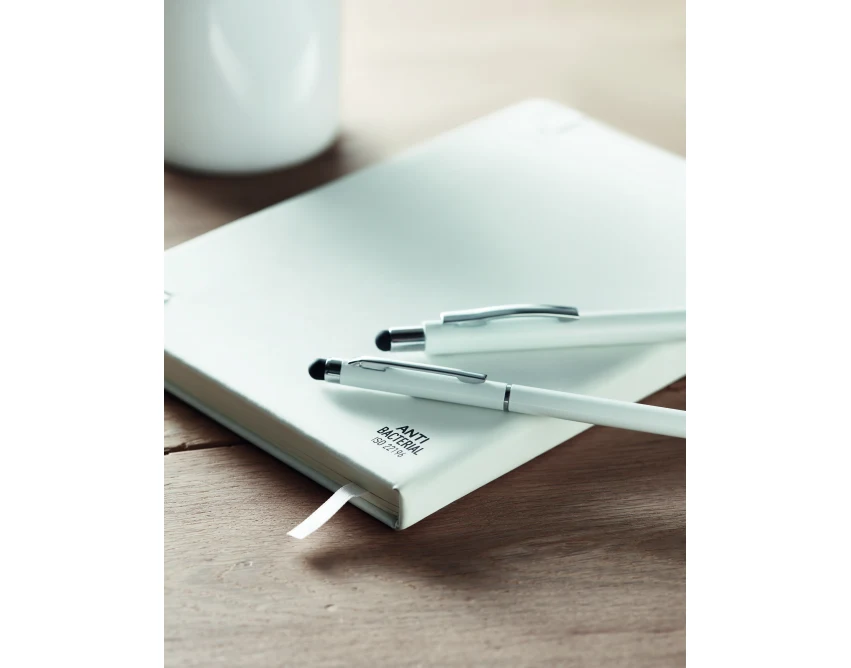 Antybakteryjny biały długopis z rysikiem Blanquito clean