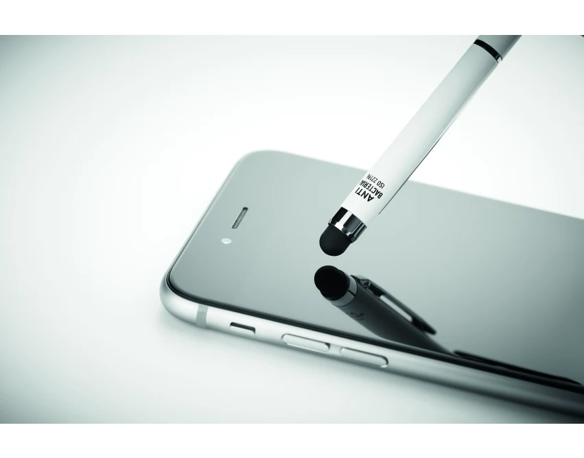 Biały długopis aluminiowy Neilo clean ze stylusem i logo