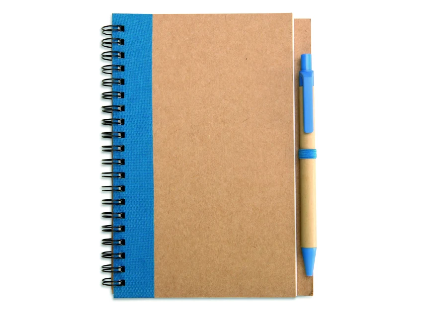 Notes B6 z niebieskim paskiem i ekodługopisem z logo