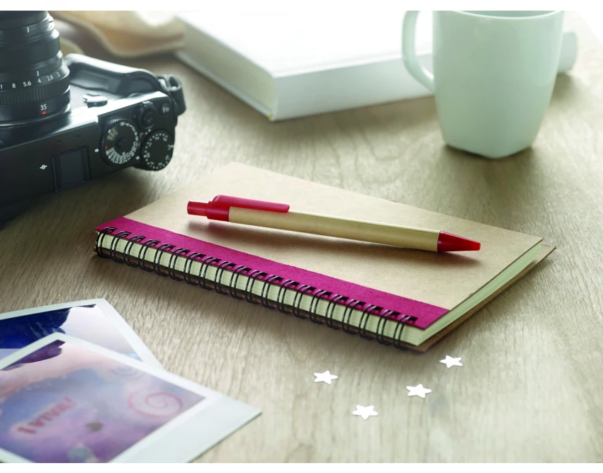 Sonora plus – notes B6 z długopisem, czerwony, FSC, logo