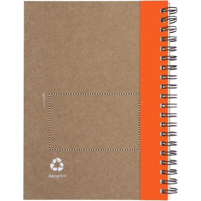 Schemat znakowania dla Tampondruk - P3 na gadżecie: Notes ekologiczny B6 z długopisem, pomarańczowy, z logo