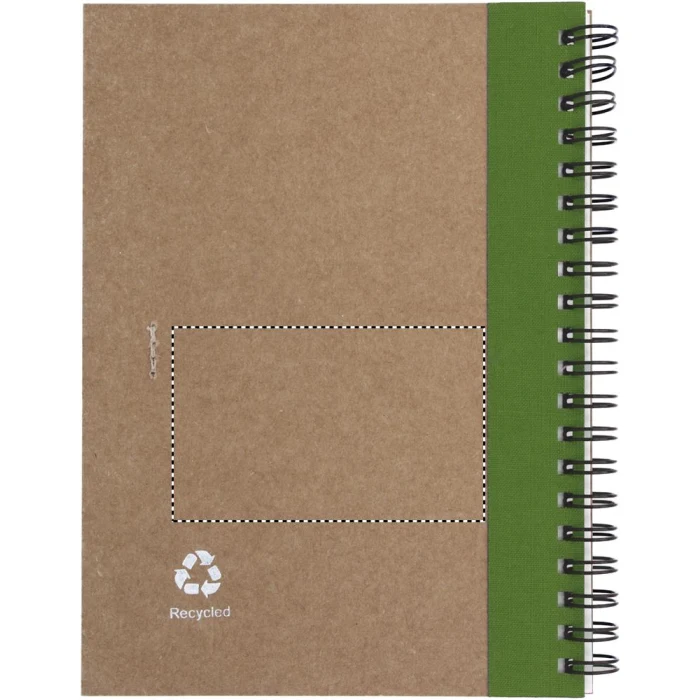 Schemat znakowania dla Grawerowanie laserowe - L3 na gadżecie: Notes B6 limonka z ekologicznym długopisem i logo