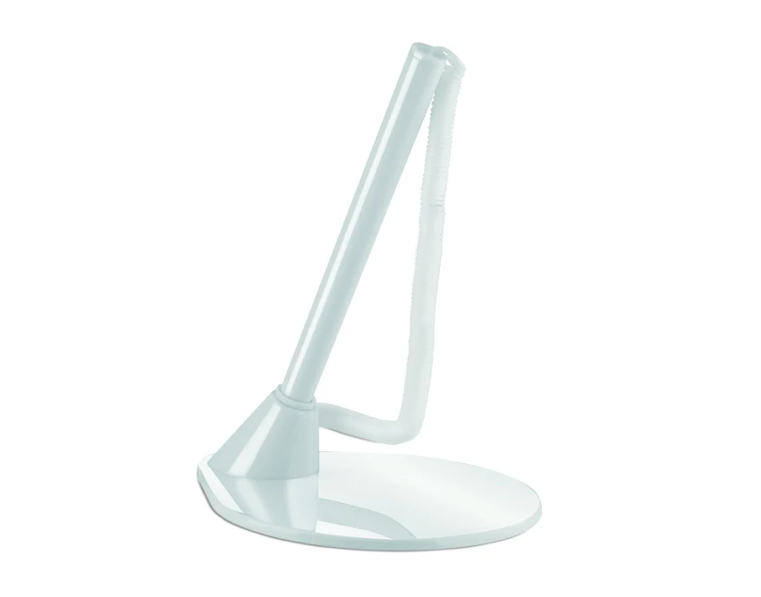 Biały długopis z podstawką ABS z nadrukiem logo