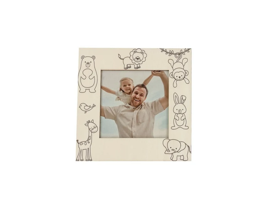 Drewniana ramka do kolorowania + 5 kredek z logo