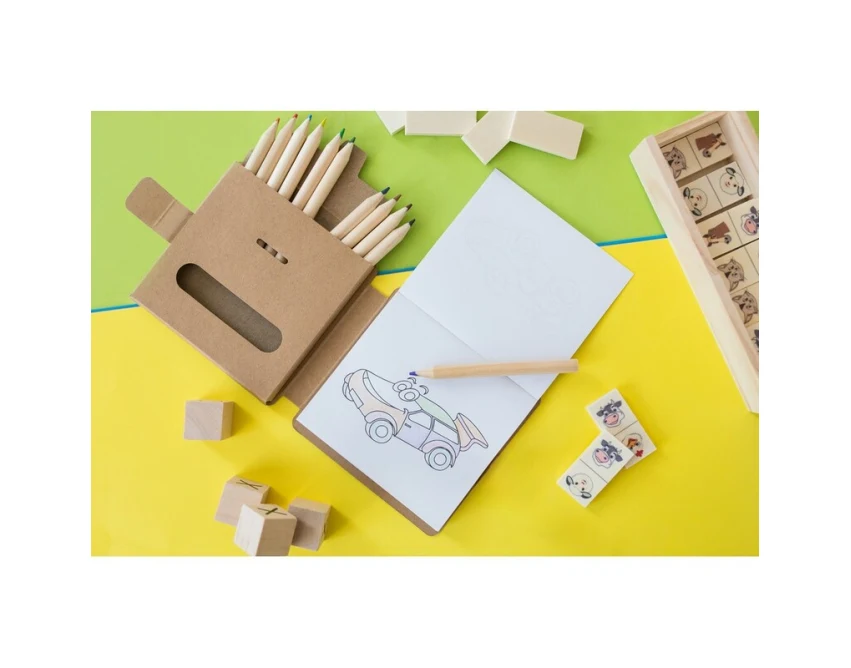 Ekologiczny zestaw kredek Alondra z logo w etui kraft