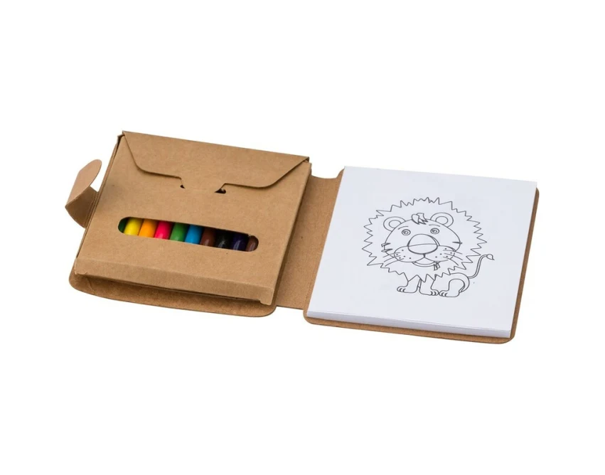 Kredki reklamowe z logo w kraftowym etui + kolorowanki