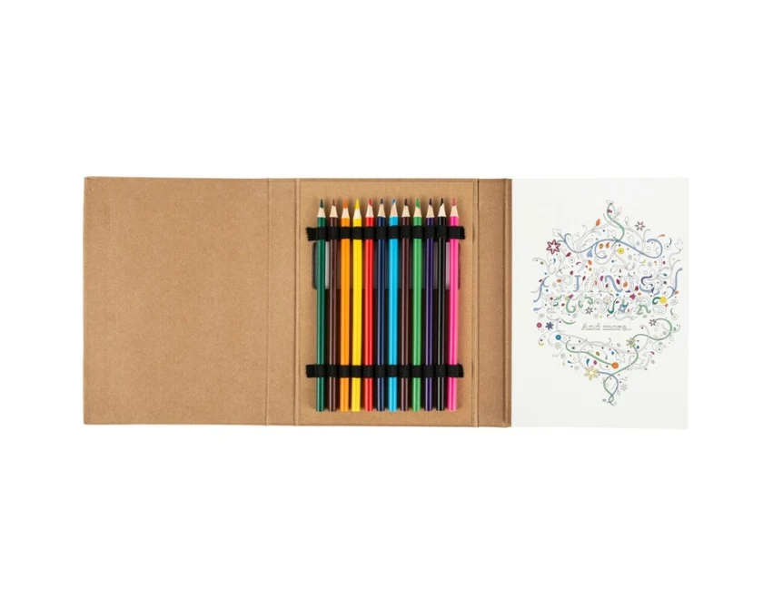 Kolorowanka dla dorosłych + 12 kredek z logo w kartoniku eco