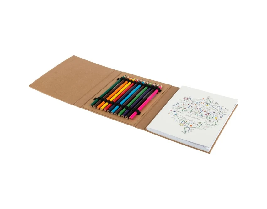 Kolorowanka dla dorosłych + 12 kredek z logo w kartoniku eco