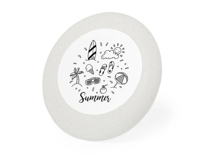 Frisbee z włókien słomy do kolorowania + kredki, naturalny