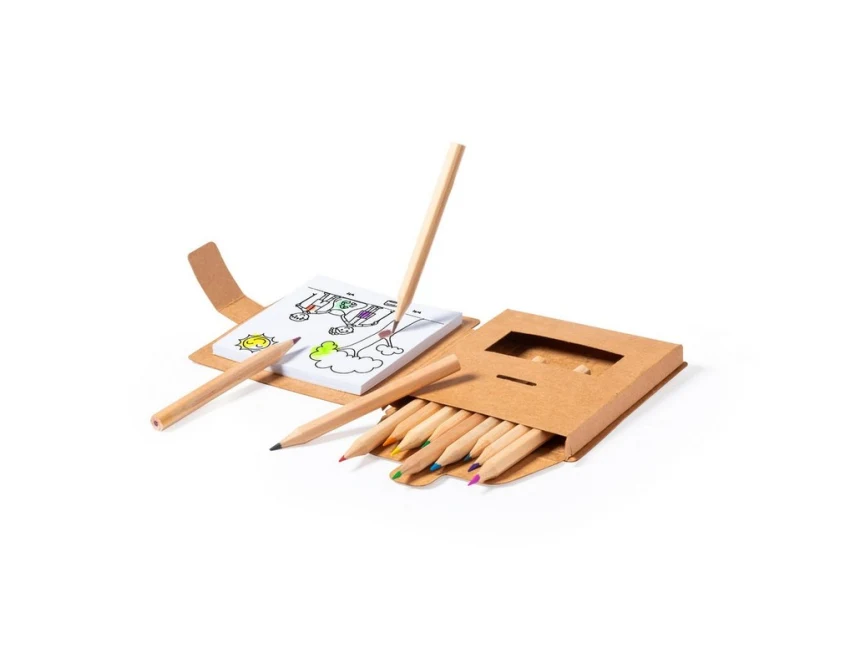 Eko kredki z logo w kartonie z recyklingu + kolorowanki