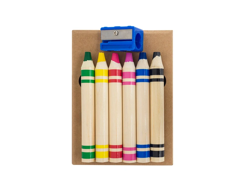 Kredki jumbo Grandissi z logo w kraftowym pudełku, beżowe