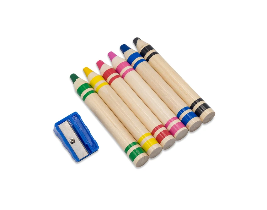 Kredki jumbo Grandissi z logo w kraftowym pudełku, beżowe