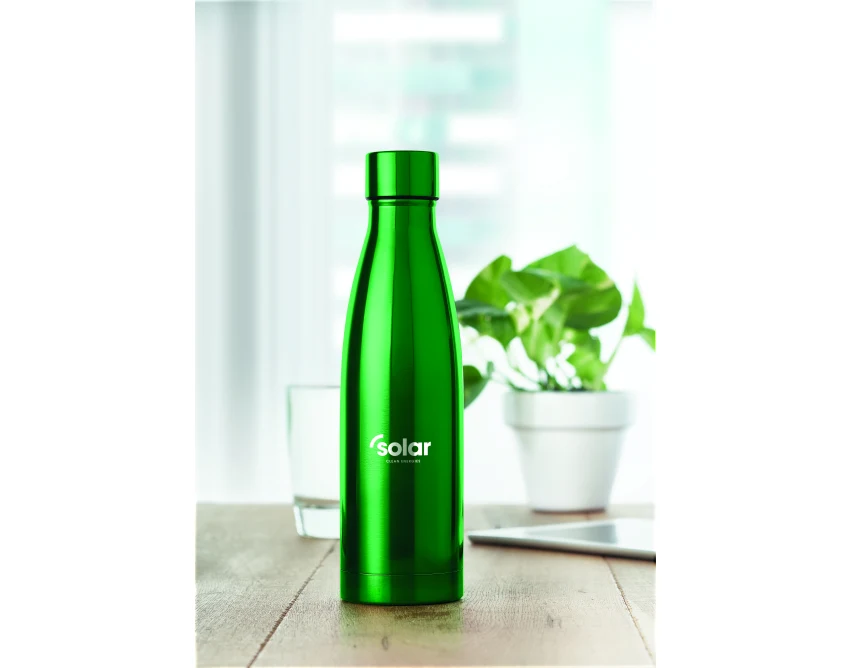 Zielona butelka termiczna Belo 500 ml z logo – stal nierdzewna