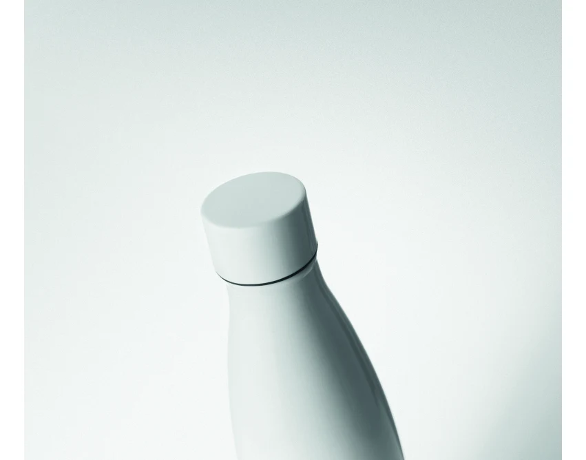Biała butelka termiczna 500 ml z logo – stal nierdzewna