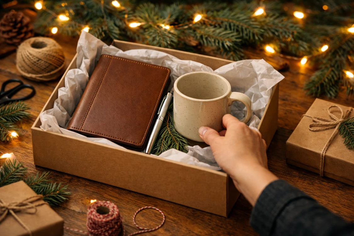 pakowanie gadżetów świątecznych