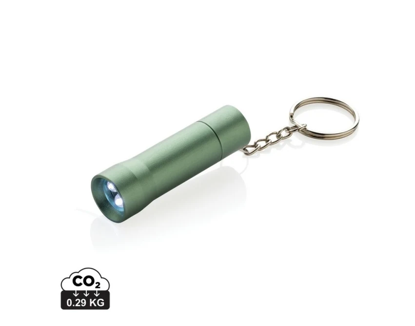 Brelok latarka LED z recyklingu zielony z logo RCS